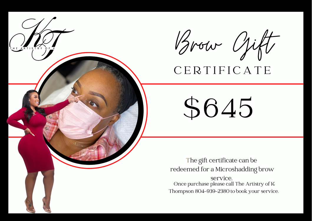 Brow Gift Card The Artistry of K Thompson